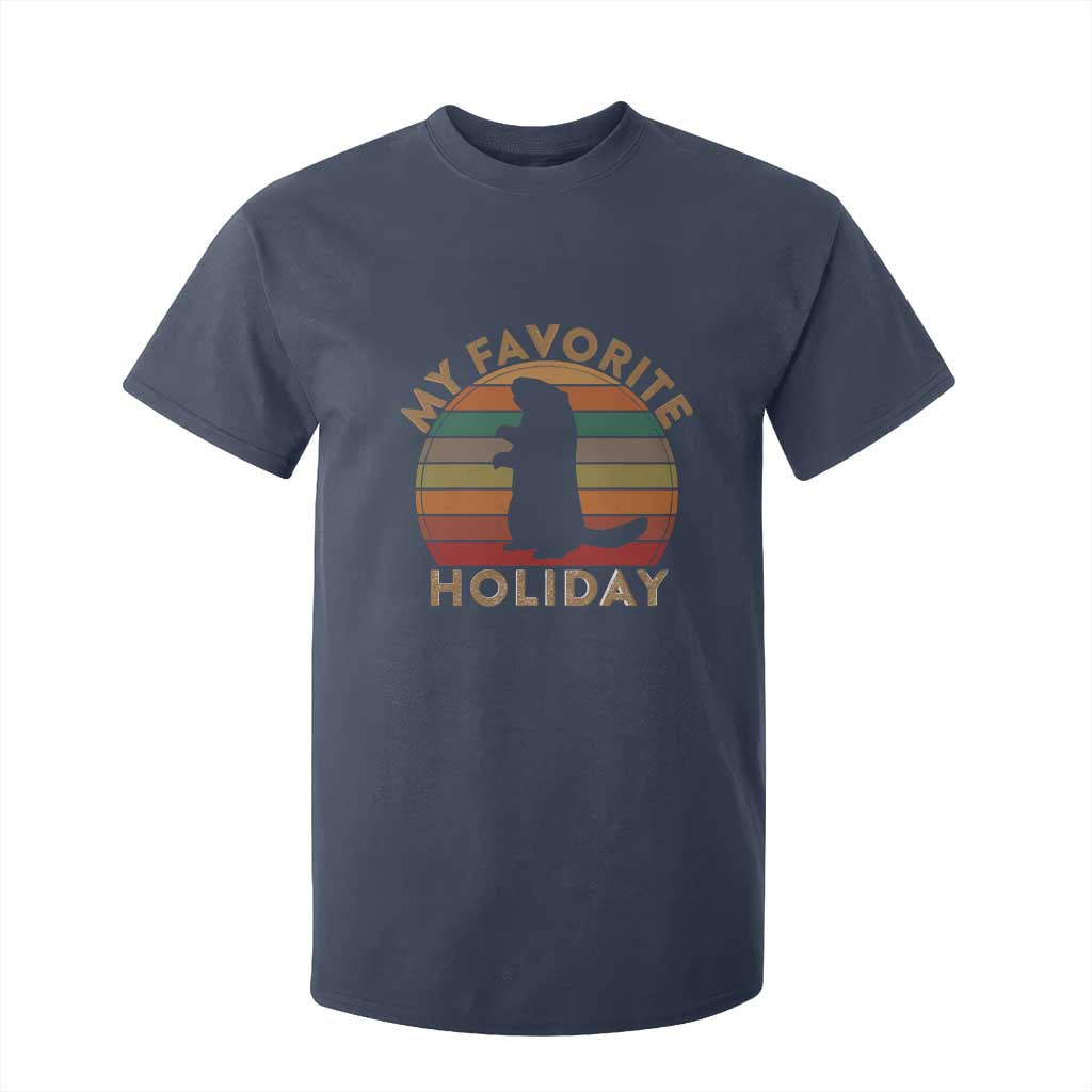 Groundhog Day T Shirt For Kid My Favorite Holiday Ground Hog Shadow Retro Sunset TS02 Navy Print Your Wear