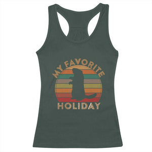 Groundhog Day Racerback Tank Top My Favorite Holiday Ground Hog Shadow Retro Sunset TS02 Dark Forest Green Print Your Wear