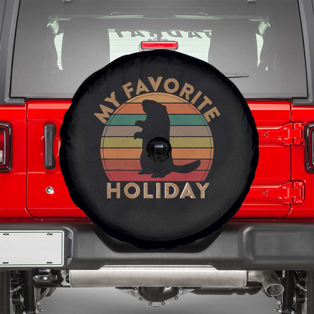 Groundhog Day Spare Tire Cover My Favorite Holiday Ground Hog Shadow Retro Sunset TS02 Black Print Your Wear