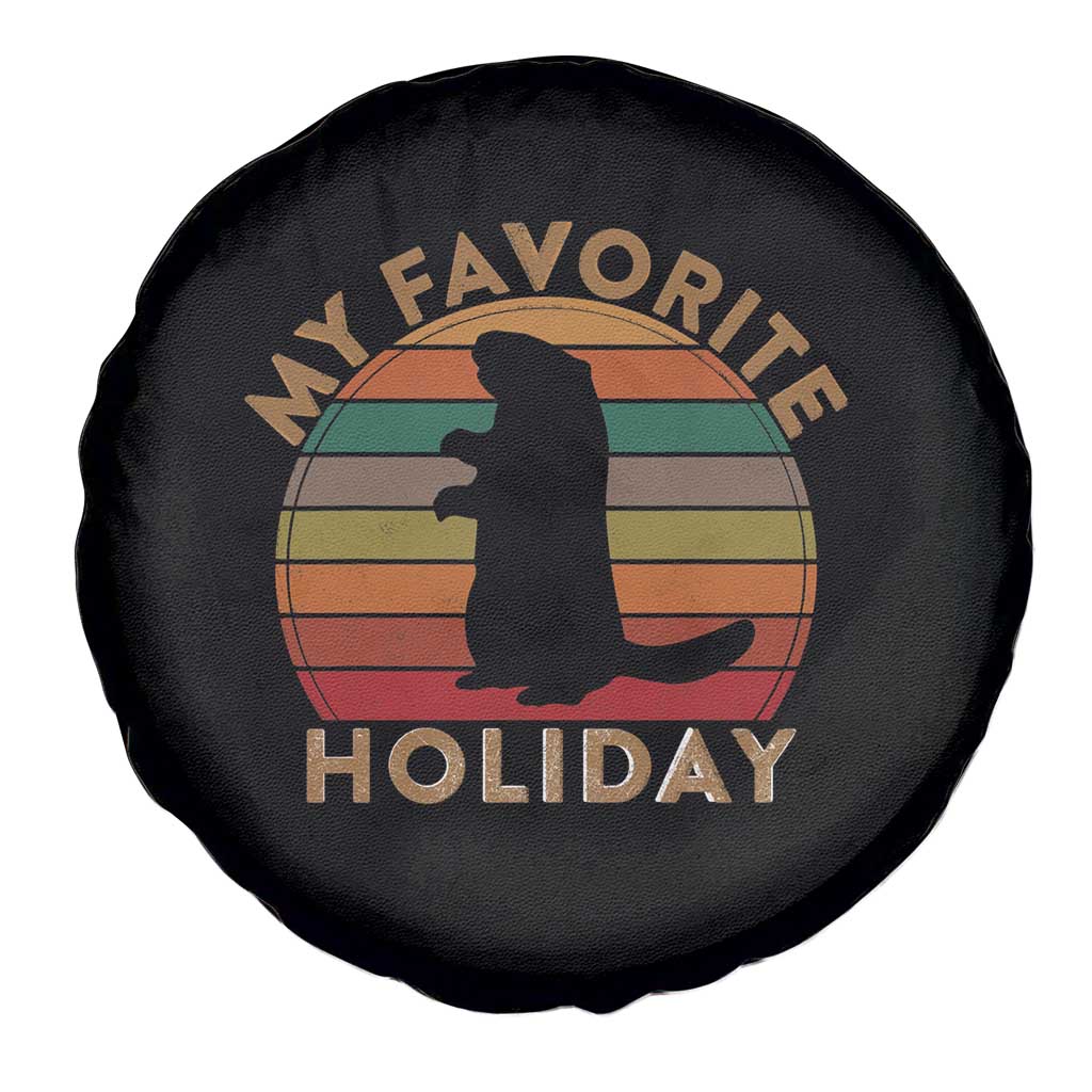 Groundhog Day Spare Tire Cover My Favorite Holiday Ground Hog Shadow Retro Sunset TS02 Print Your Wear