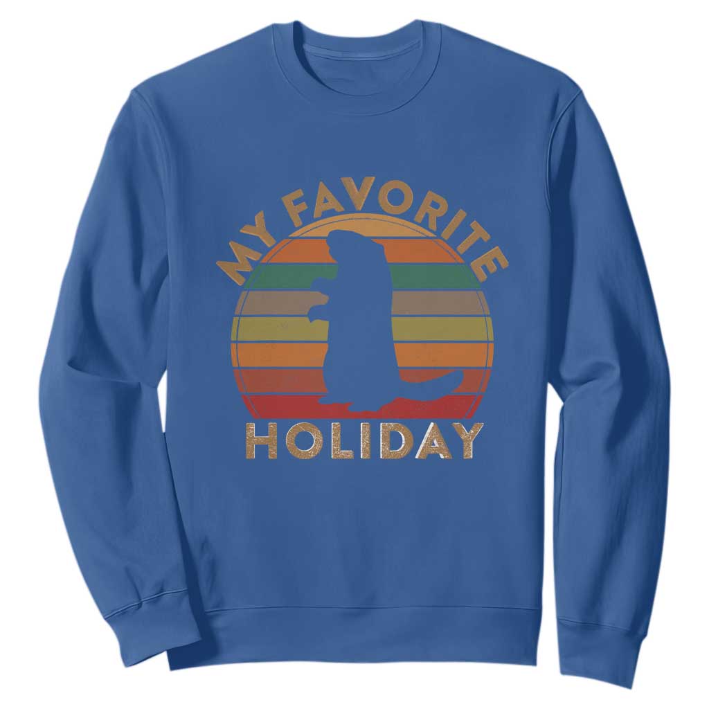 Groundhog Day Sweatshirt My Favorite Holiday Ground Hog Shadow Retro Sunset TS02 Royal Blue Print Your Wear