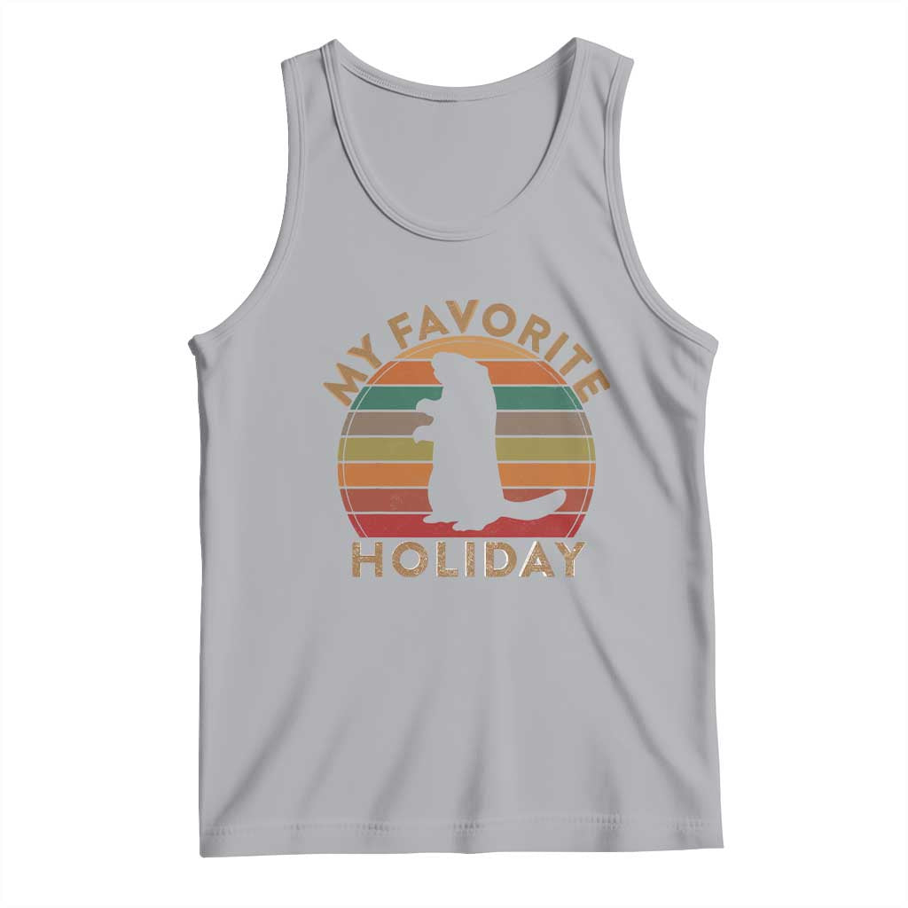 Groundhog Day Tank Top My Favorite Holiday Ground Hog Shadow Retro Sunset TS02 Athletic Heather Print Your Wear
