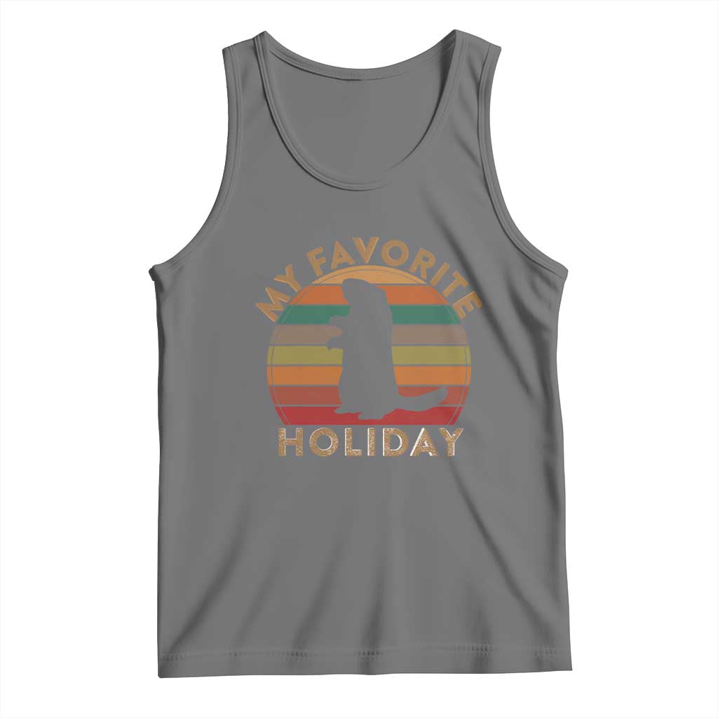 Groundhog Day Tank Top My Favorite Holiday Ground Hog Shadow Retro Sunset TS02 Black Heather Print Your Wear