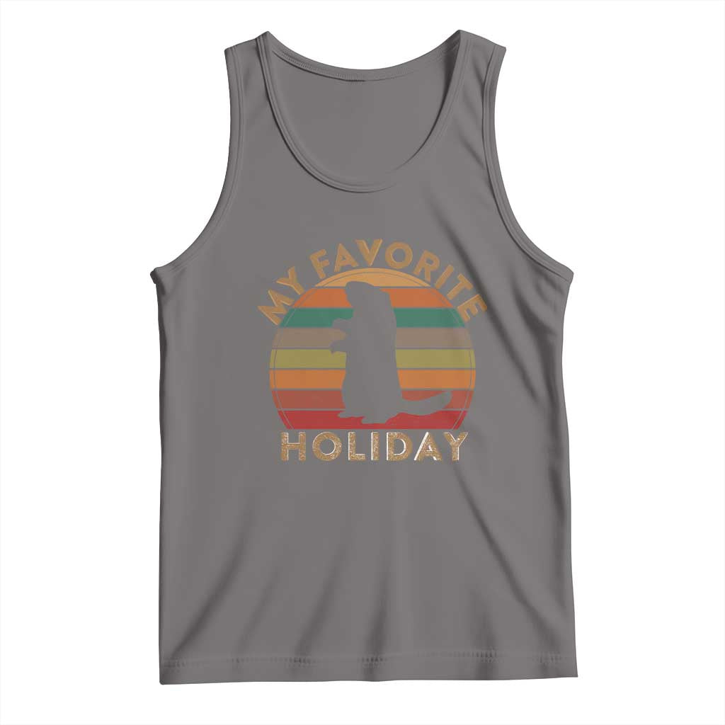 Groundhog Day Tank Top My Favorite Holiday Ground Hog Shadow Retro Sunset TS02 Deep Heather Print Your Wear