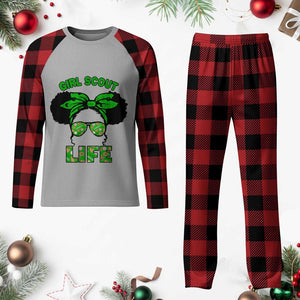 Scout Girl Cookie Dealer Plaid Pajama Set Troop Leader Little Messy Bun TS02 Buffalo Plaid Print Your Wear