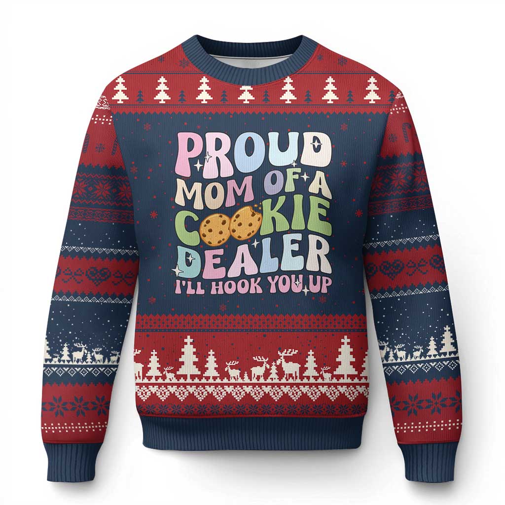 Scout Girl Mom Ugly Christmas Sweater Proud Mom Of A Cookie Dealer Troop Leader Family Matching TS02 Navy Red Print Your Wear