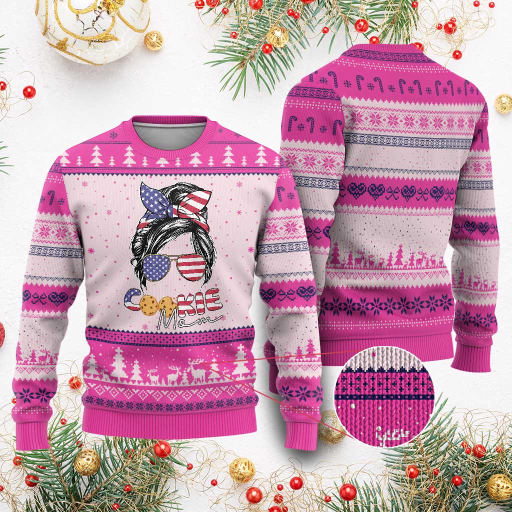 Scout Girl Mom Ugly Christmas Sweater American Proud Cookie Mom Troop Leader Family Matching TS02 Hot Pink Print Your Wear