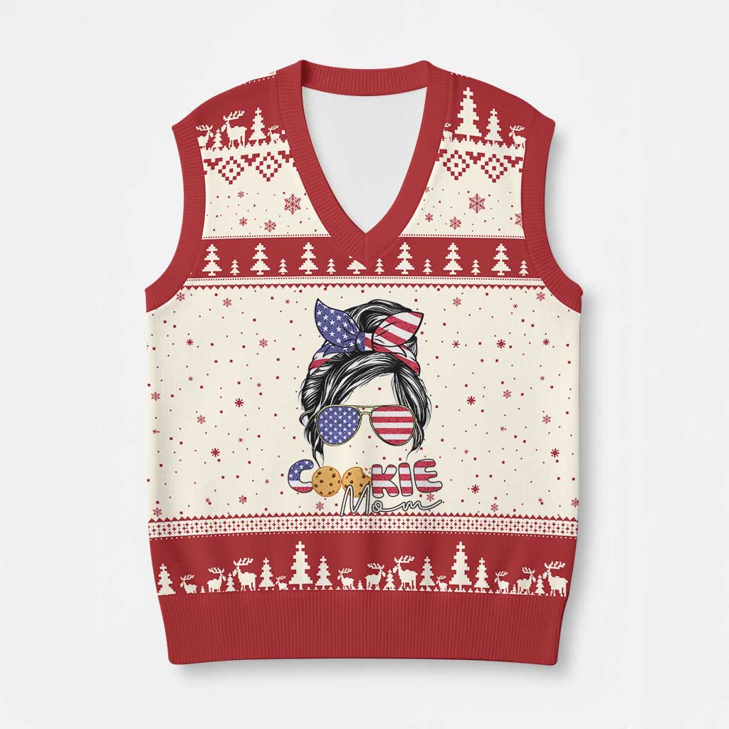 Scout Girl Mom V-Neck Knit Sweater Vest American Proud Cookie Mom Troop Leader Family Matching TS02 Beige Red Print Your Wear