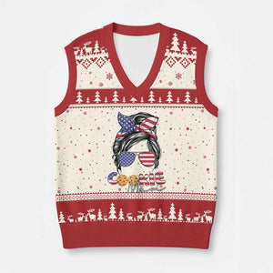 Scout Girl Mom V-Neck Knit Sweater Vest American Proud Cookie Mom Troop Leader Family Matching TS02 Beige Red Print Your Wear