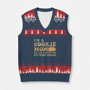 Funny Scout Girl Mom V-Neck Knit Sweater Vest I'm A Cookie Mom Cookie Dealer Troop Leader TS02 Navy Red Print Your Wear