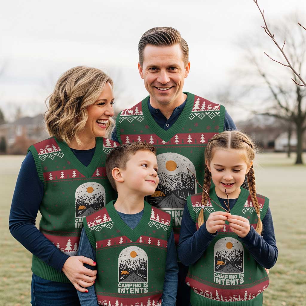 Funny Scout Camping V-Neck Knit Sweater Vest Camping Is Intents Hiking Outdoors Adventure TS02 Red Green Print Your Wear