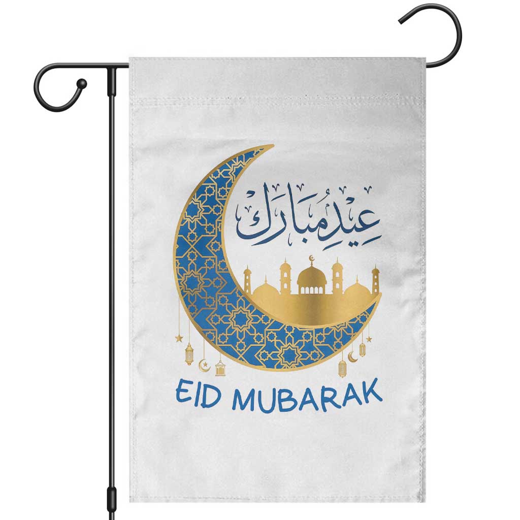 Eid Mubarak Crescent Moon Mosque Garden Flag Arabic Calligraphy Islamic Celebration Gift TS02 White Print Your Wear