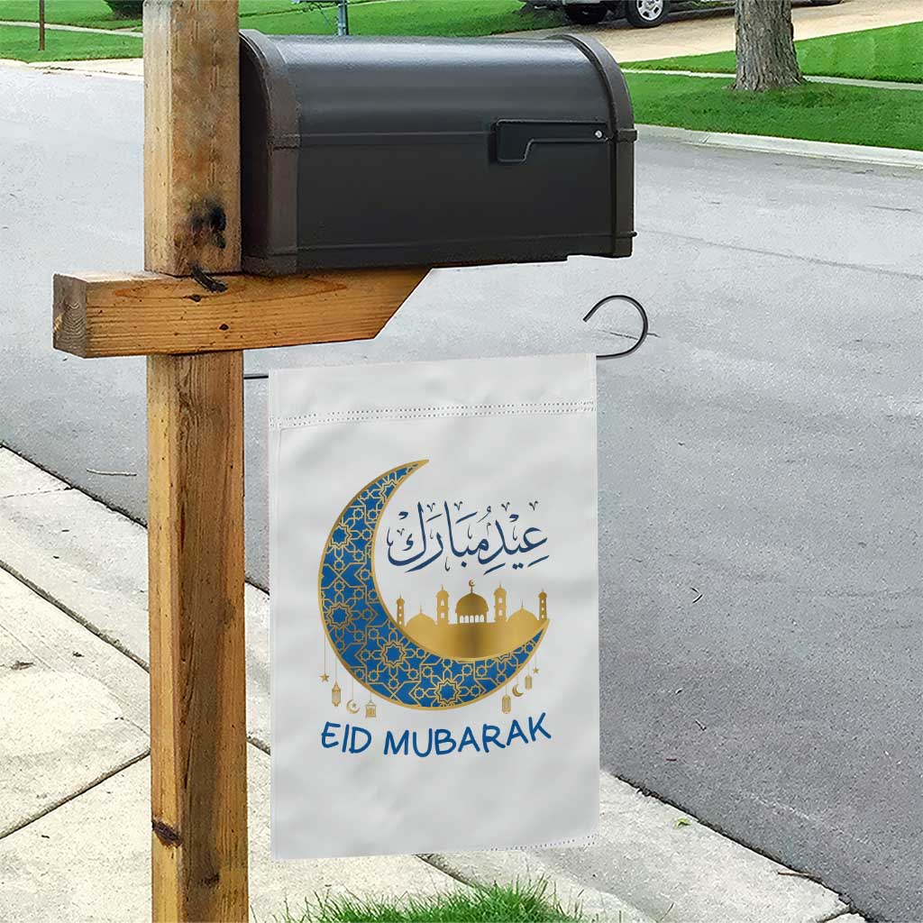 Eid Mubarak Crescent Moon Mosque Garden Flag Arabic Calligraphy Islamic Celebration Gift TS02 Print Your Wear