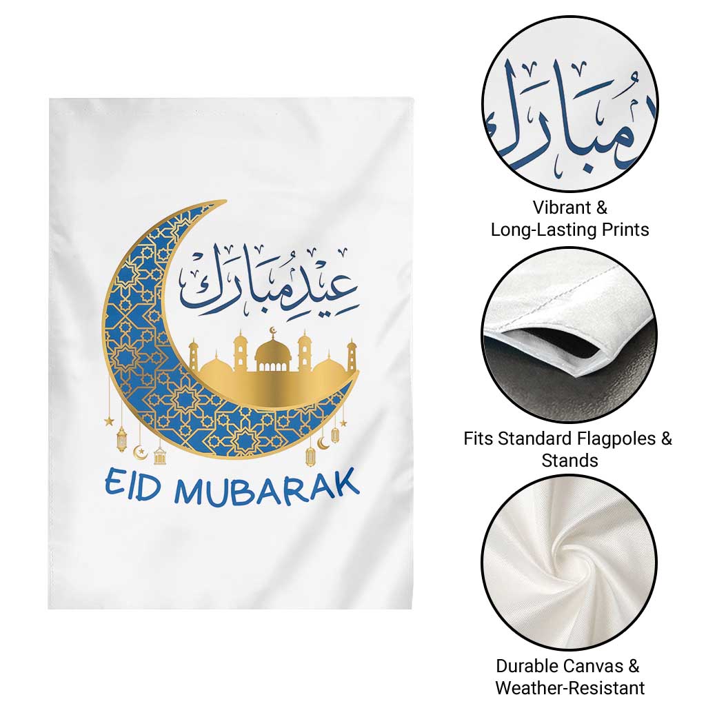 Eid Mubarak Crescent Moon Mosque Garden Flag Arabic Calligraphy Islamic Celebration Gift TS02 Print Your Wear