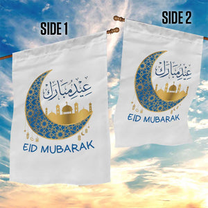 Eid Mubarak Crescent Moon Mosque Garden Flag Arabic Calligraphy Islamic Celebration Gift TS02 Print Your Wear