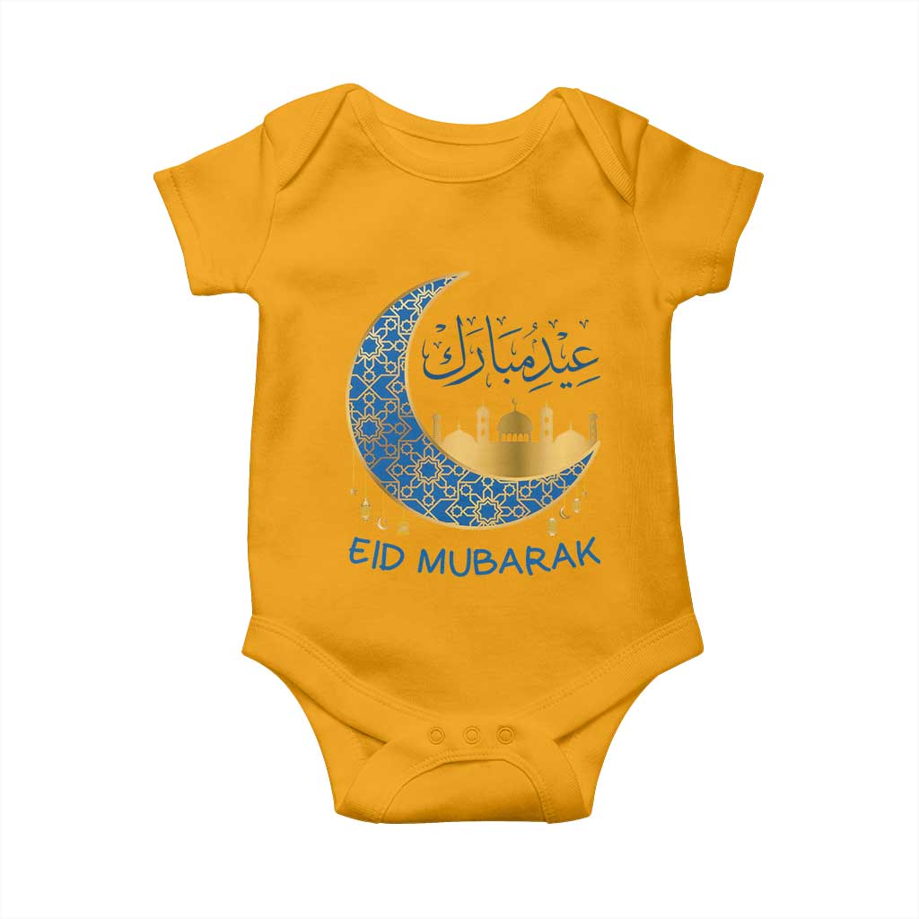 Eid Mubarak Crescent Moon Mosque Baby Onesie Arabic Calligraphy Islamic Celebration Gift TS02 Gold Print Your Wear