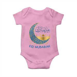 Eid Mubarak Crescent Moon Mosque Baby Onesie Arabic Calligraphy Islamic Celebration Gift TS02 Light Pink Print Your Wear