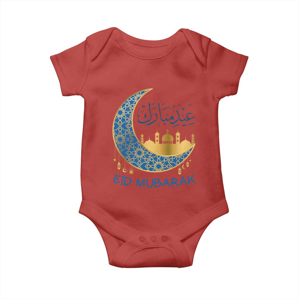 Eid Mubarak Crescent Moon Mosque Baby Onesie Arabic Calligraphy Islamic Celebration Gift TS02 Red Print Your Wear