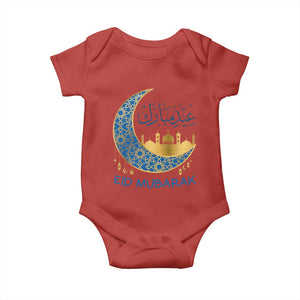 Eid Mubarak Crescent Moon Mosque Baby Onesie Arabic Calligraphy Islamic Celebration Gift TS02 Red Print Your Wear
