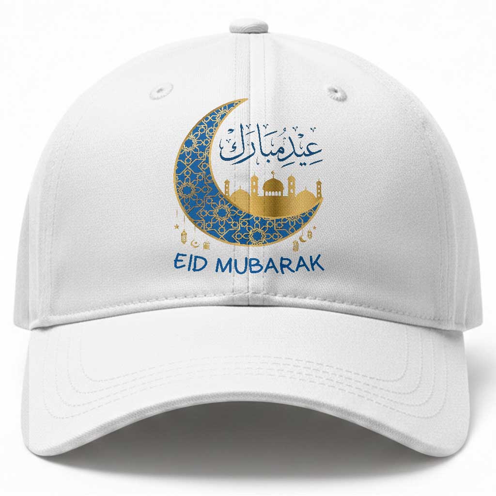 Eid Mubarak Crescent Moon Mosque Baseball Cap Arabic Calligraphy Islamic Celebration Gift