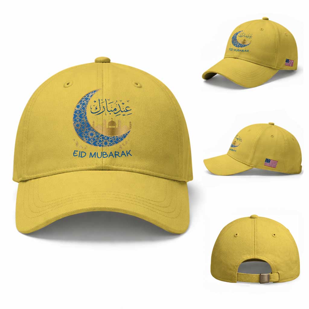 Eid Mubarak Crescent Moon Mosque Baseball Cap Arabic Calligraphy Islamic Celebration Gift