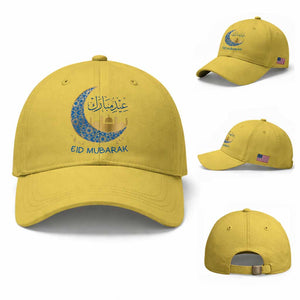 Eid Mubarak Crescent Moon Mosque Baseball Cap Arabic Calligraphy Islamic Celebration Gift
