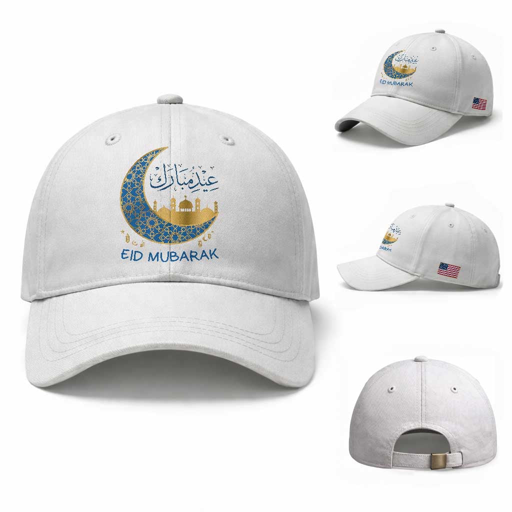 Eid Mubarak Crescent Moon Mosque Baseball Cap Arabic Calligraphy Islamic Celebration Gift