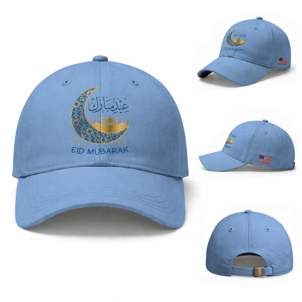 Eid Mubarak Crescent Moon Mosque Baseball Cap Arabic Calligraphy Islamic Celebration Gift