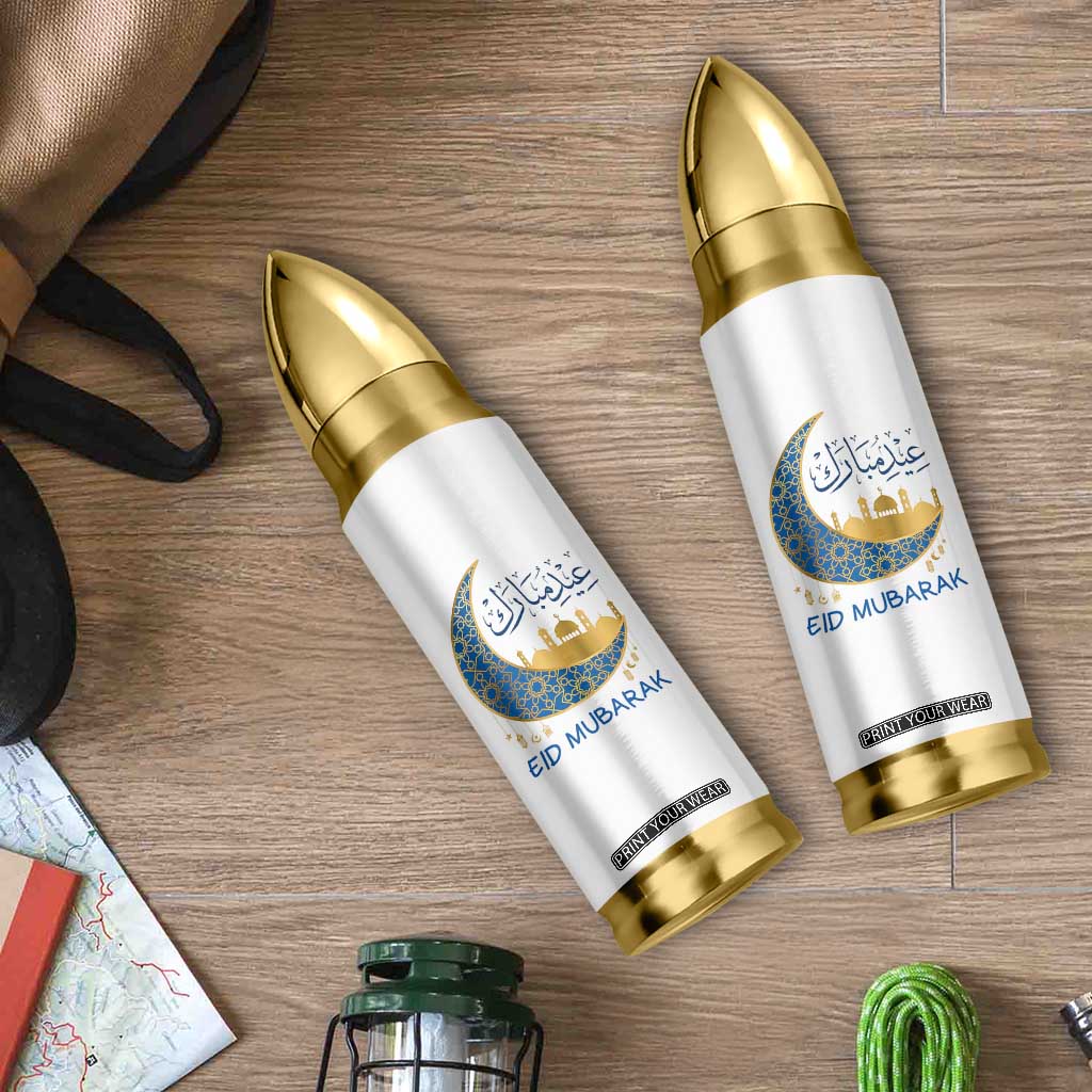 Eid Mubarak Crescent Moon Mosque Bullet Tumbler Arabic Calligraphy Islamic Celebration Gift TS02 Print Your Wear