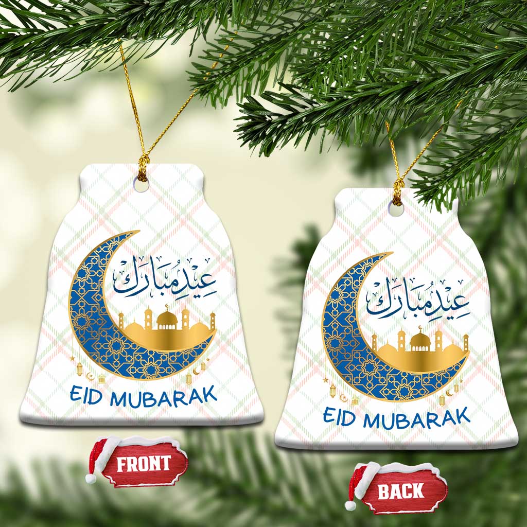 Eid Mubarak Crescent Moon Mosque Ceramic Ornament Arabic Calligraphy Islamic Celebration Gift TS02 Print Your Wear