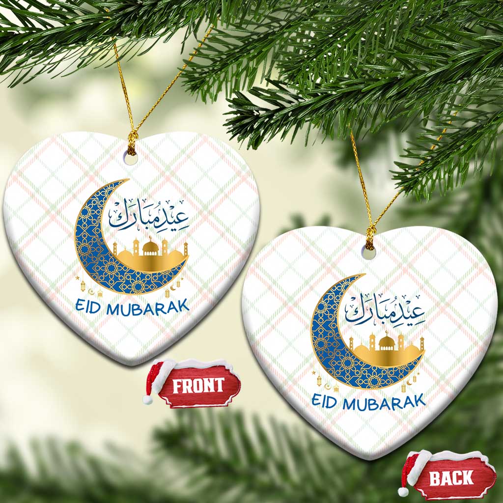 Eid Mubarak Crescent Moon Mosque Ceramic Ornament Arabic Calligraphy Islamic Celebration Gift TS02 Print Your Wear