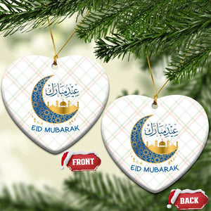 Eid Mubarak Crescent Moon Mosque Ceramic Ornament Arabic Calligraphy Islamic Celebration Gift TS02 Print Your Wear