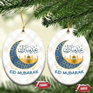 Eid Mubarak Crescent Moon Mosque Ceramic Ornament Arabic Calligraphy Islamic Celebration Gift TS02 Print Your Wear