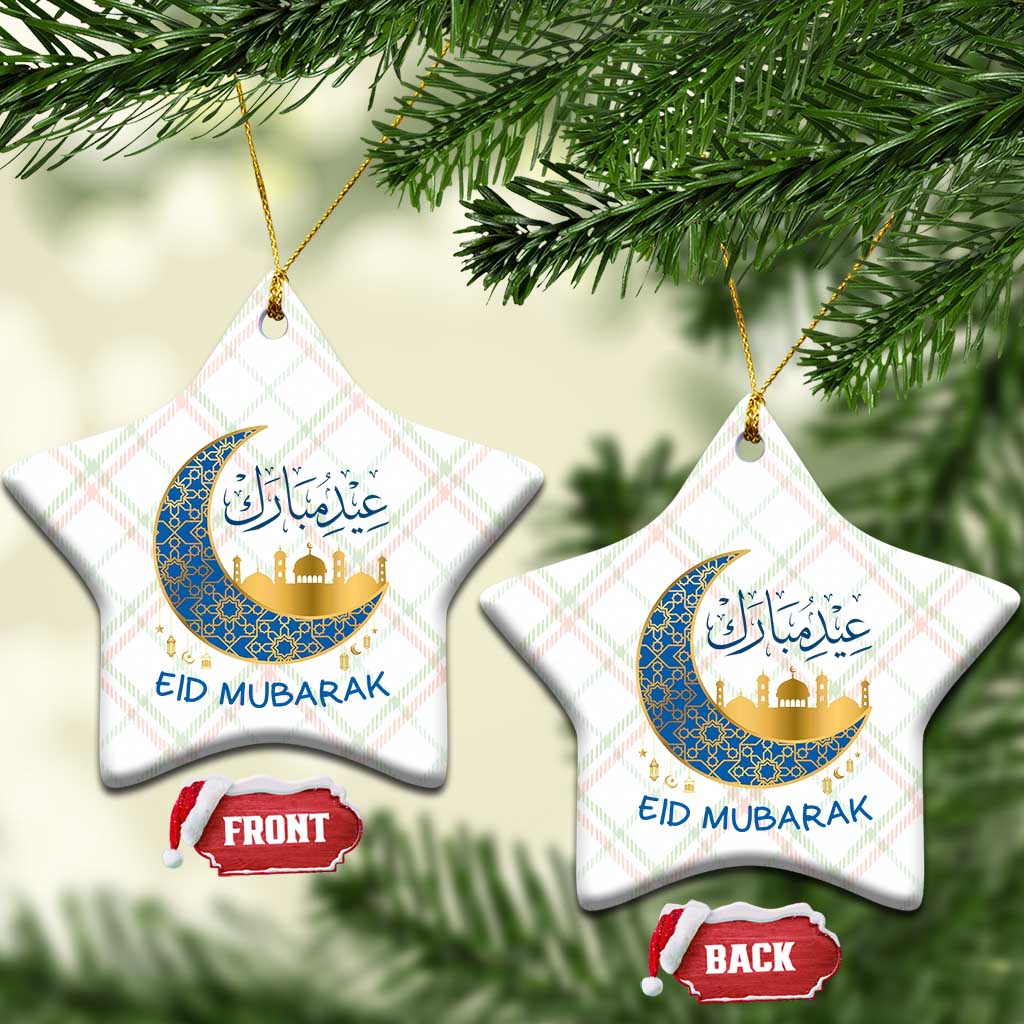 Eid Mubarak Crescent Moon Mosque Ceramic Ornament Arabic Calligraphy Islamic Celebration Gift TS02 Print Your Wear