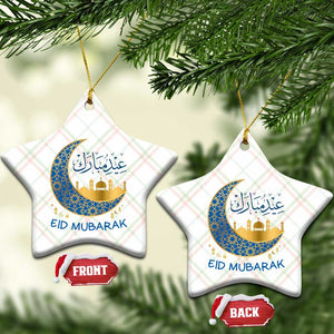 Eid Mubarak Crescent Moon Mosque Ceramic Ornament Arabic Calligraphy Islamic Celebration Gift TS02 Print Your Wear