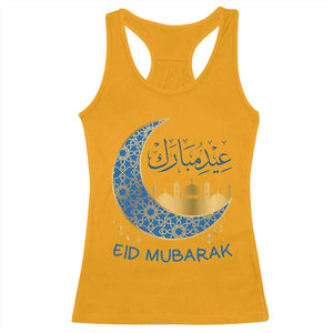 Eid Mubarak Crescent Moon Mosque Racerback Tank Top Arabic Calligraphy Islamic Celebration Gift TS02 Gold Print Your Wear