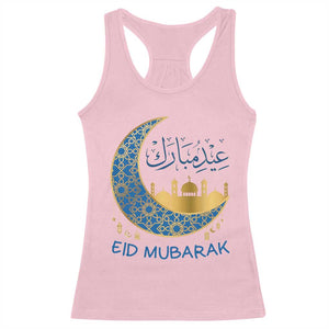 Eid Mubarak Crescent Moon Mosque Racerback Tank Top Arabic Calligraphy Islamic Celebration Gift TS02 Light Pink Print Your Wear