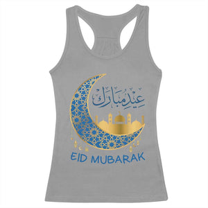Eid Mubarak Crescent Moon Mosque Racerback Tank Top Arabic Calligraphy Islamic Celebration Gift TS02 Sport Gray Print Your Wear