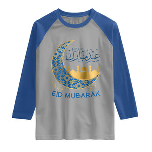 Eid Mubarak Crescent Moon Mosque Raglan Shirt Arabic Calligraphy Islamic Celebration Gift TS02 Sport Gray Royal Print Your Wear