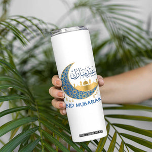 Eid Mubarak Crescent Moon Mosque Skinny Tumbler Arabic Calligraphy Islamic Celebration Gift TS02 Print Your Wear