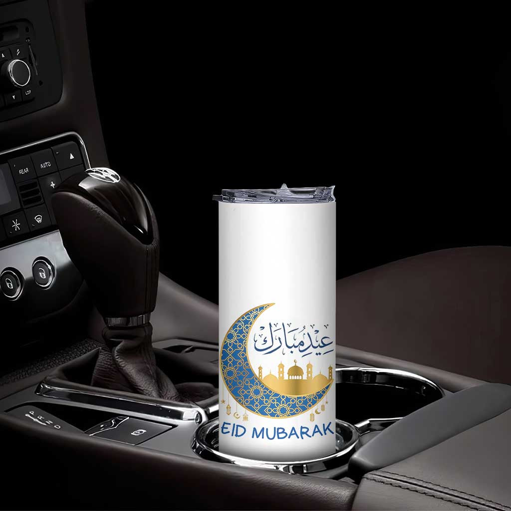 Eid Mubarak Crescent Moon Mosque Skinny Tumbler Arabic Calligraphy Islamic Celebration Gift TS02 Print Your Wear