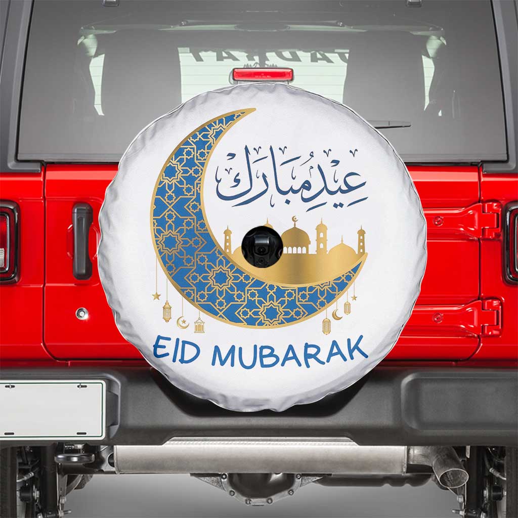 Eid Mubarak Crescent Moon Mosque Spare Tire Cover Arabic Calligraphy Islamic Celebration Gift TS02 White Print Your Wear