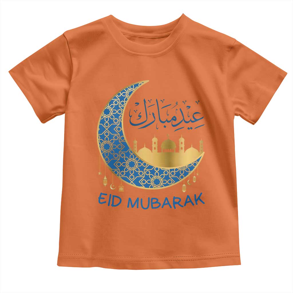 Eid Mubarak Crescent Moon Mosque Toddler T Shirt Arabic Calligraphy Islamic Celebration Gift TS02 Orange Print Your Wear