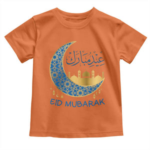 Eid Mubarak Crescent Moon Mosque Toddler T Shirt Arabic Calligraphy Islamic Celebration Gift TS02 Orange Print Your Wear