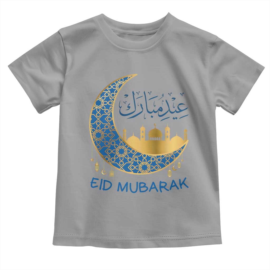 Eid Mubarak Crescent Moon Mosque Toddler T Shirt Arabic Calligraphy Islamic Celebration Gift TS02 Sport Gray Print Your Wear
