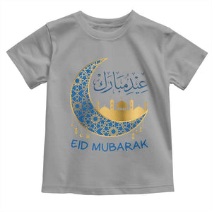 Eid Mubarak Crescent Moon Mosque Toddler T Shirt Arabic Calligraphy Islamic Celebration Gift TS02 Sport Gray Print Your Wear