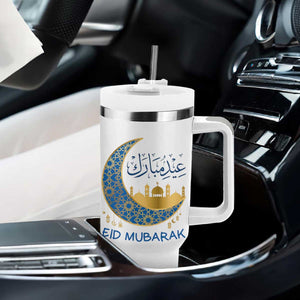 Eid Mubarak Crescent Moon Mosque Tumbler With Handle Arabic Calligraphy Islamic Celebration Gift TS02 Print Your Wear