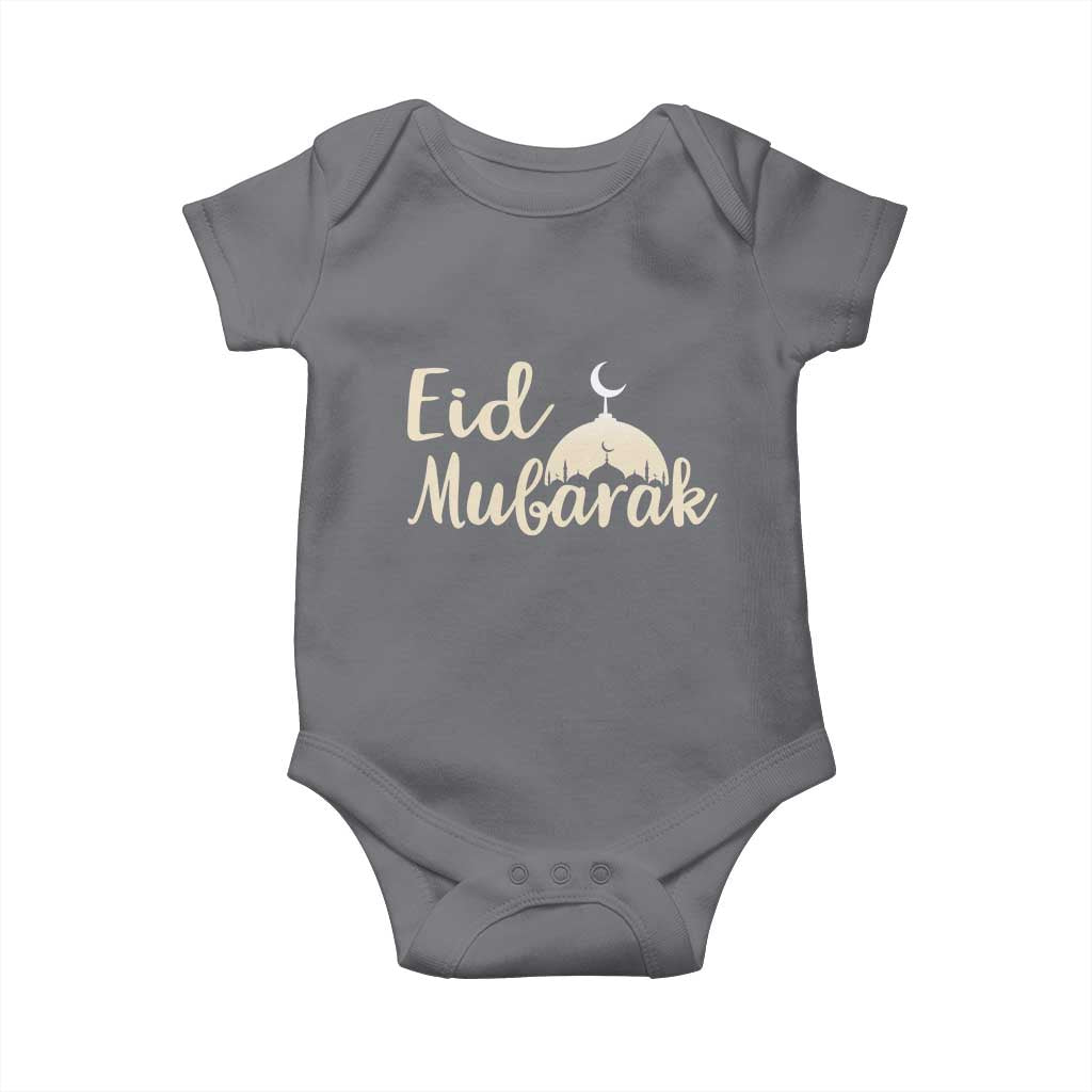 Eid Mubarak Mosque Silhouette Baby Onesie Islamic Holiday Celebration TS02 Charcoal Print Your Wear
