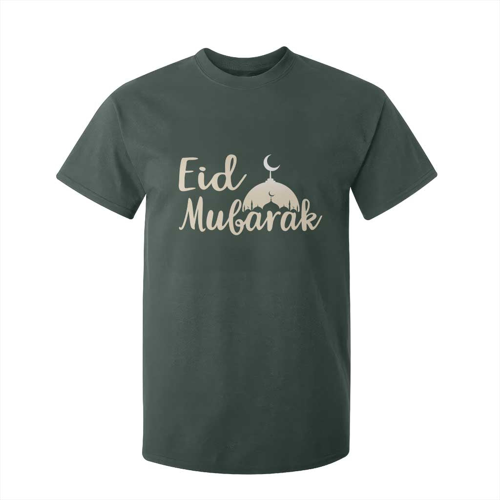 Eid Mubarak Mosque Silhouette T Shirt For Kid Islamic Holiday Celebration TS02 Dark Forest Green Print Your Wear