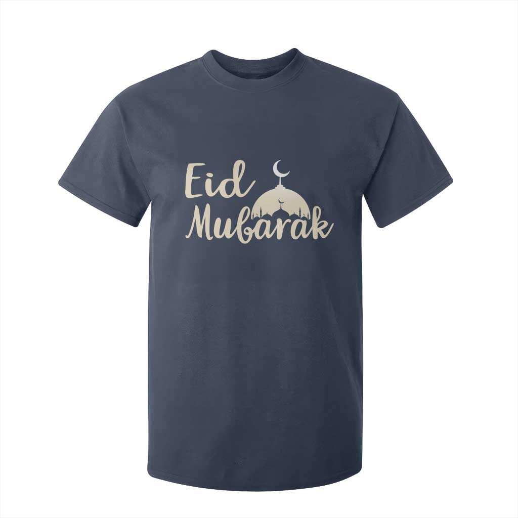 Eid Mubarak Mosque Silhouette T Shirt For Kid Islamic Holiday Celebration TS02 Navy Print Your Wear